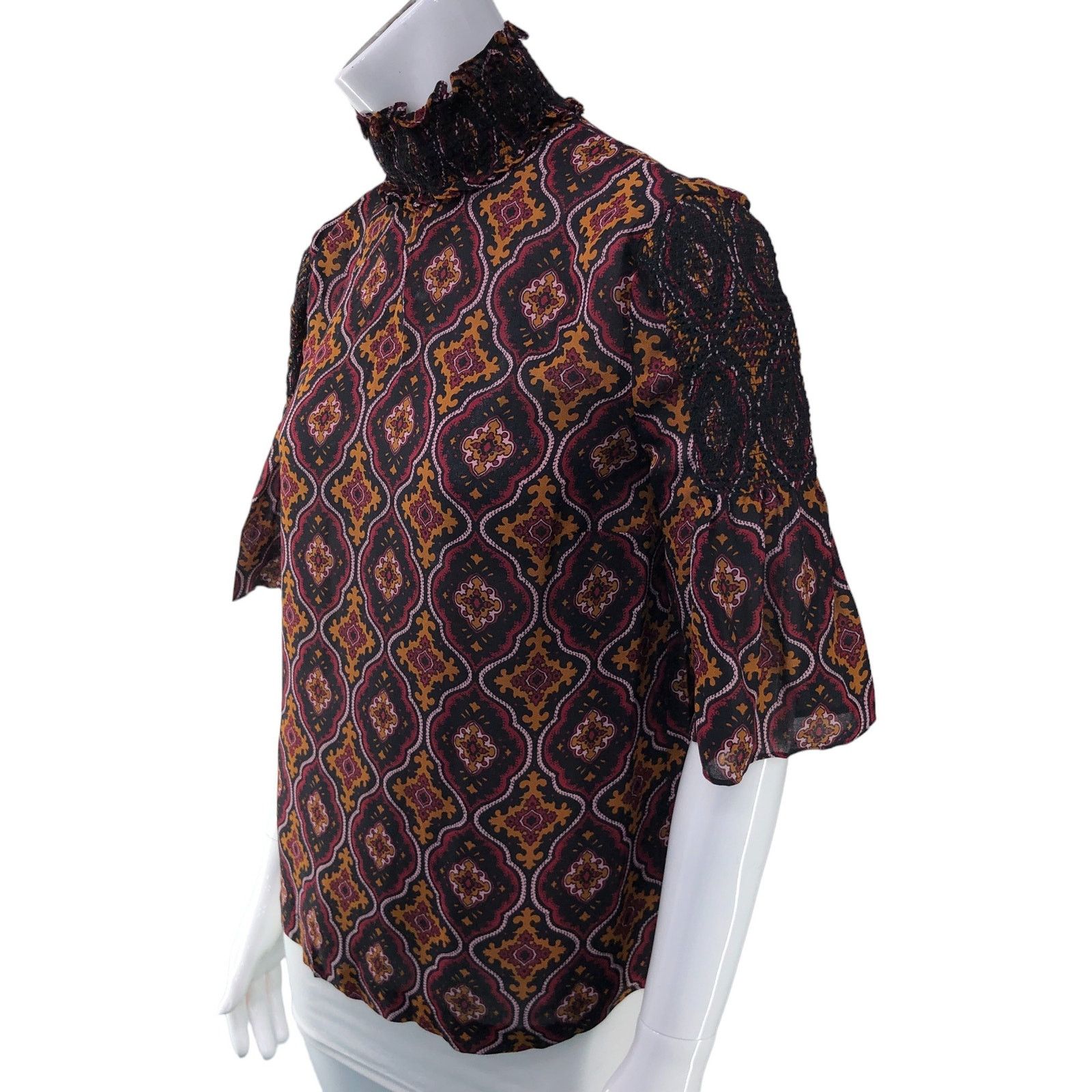 A.L.C. A.L.C. Womens Sz 6 Miranda Top Smocked Collar 100% Silk Size M / US 6-8 / IT 42-44 - 4 Thumbnail