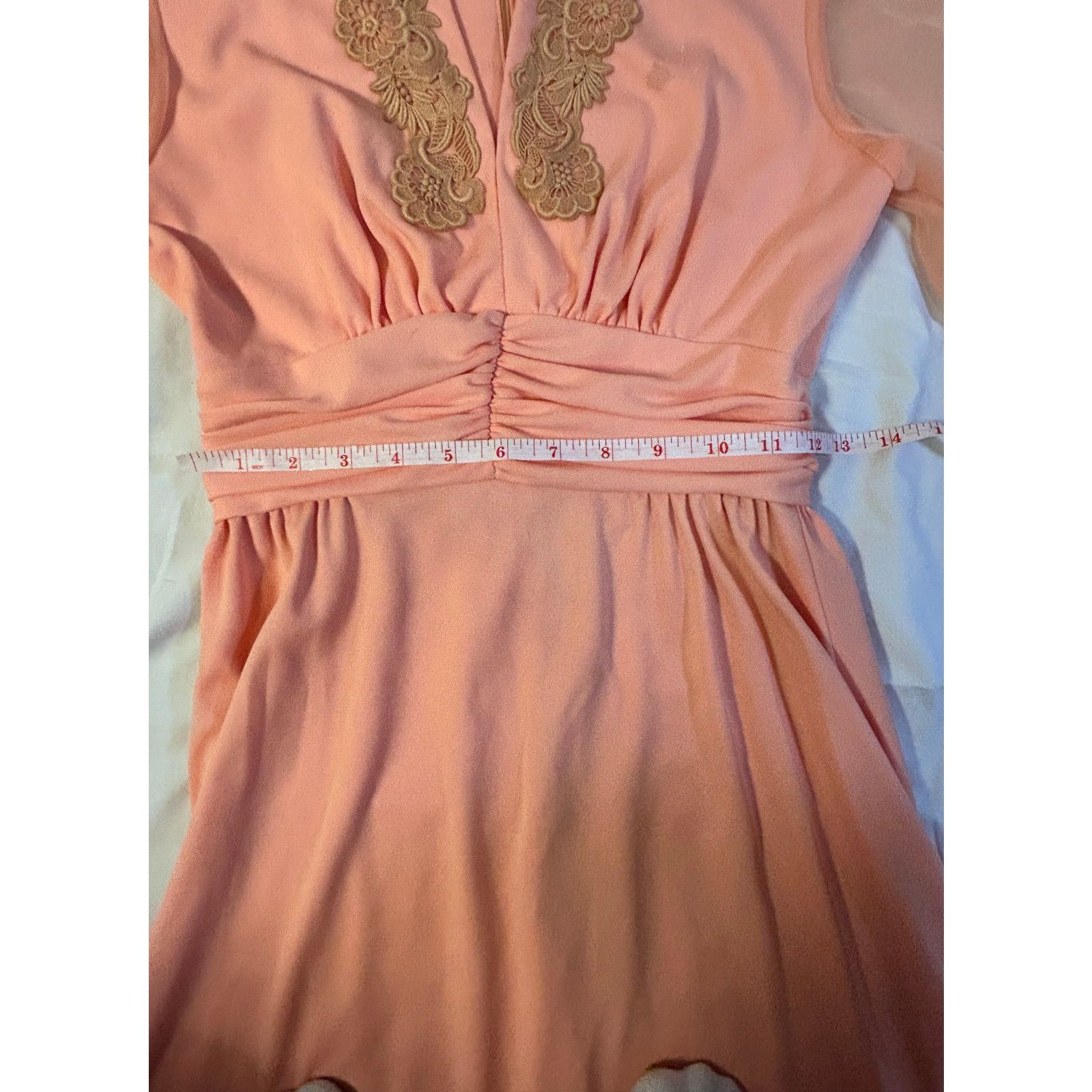 Other Peachy Vintage Elegance - Timeless Sheer Sleeve Gown Size 0 Size XS / US 0-2 / IT 36-38 - 10 Thumbnail