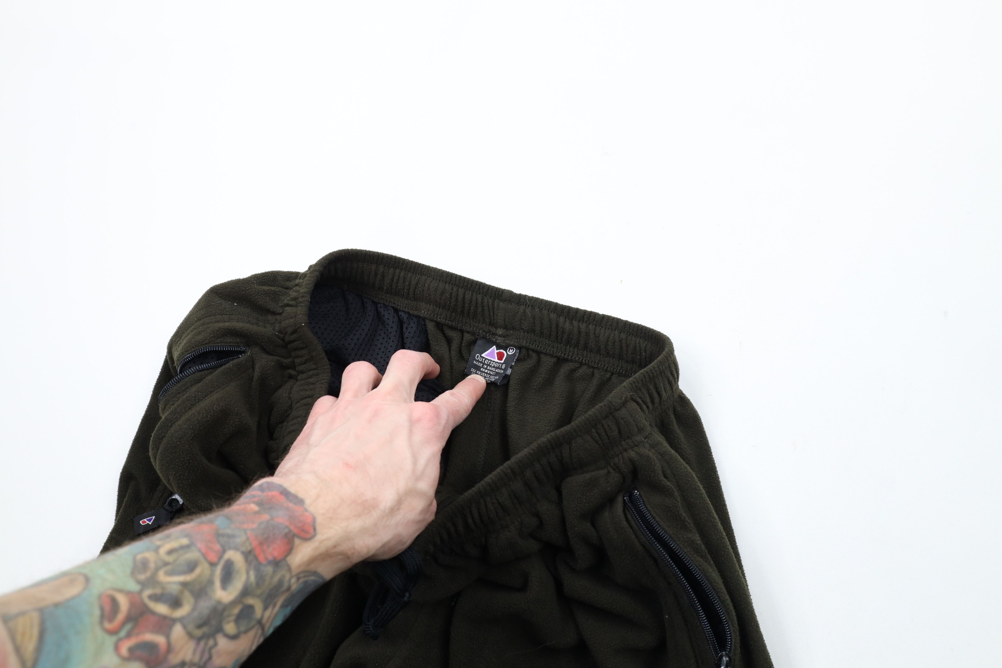 Vintage Vintage 90s Streetwear Blank Fleece Sweatpants Joggers Olive Size US 34 / EU 50 - 7 Thumbnail