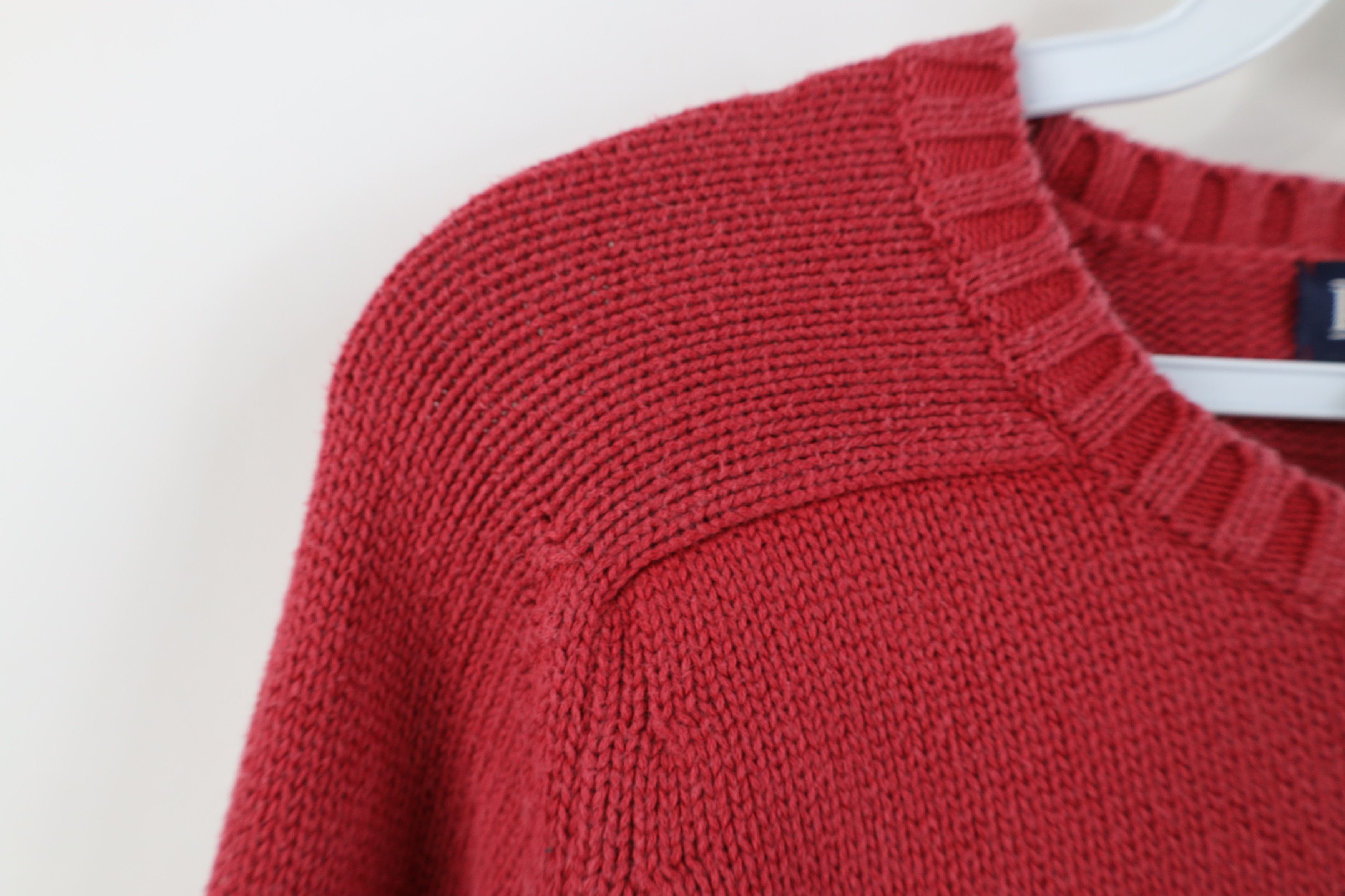 Lands' End Vintage 90s Lands End Cotton Ribbed Knit Sweater Red Japan Size XL / US 12-14 / IT 48-50 - 5 Thumbnail