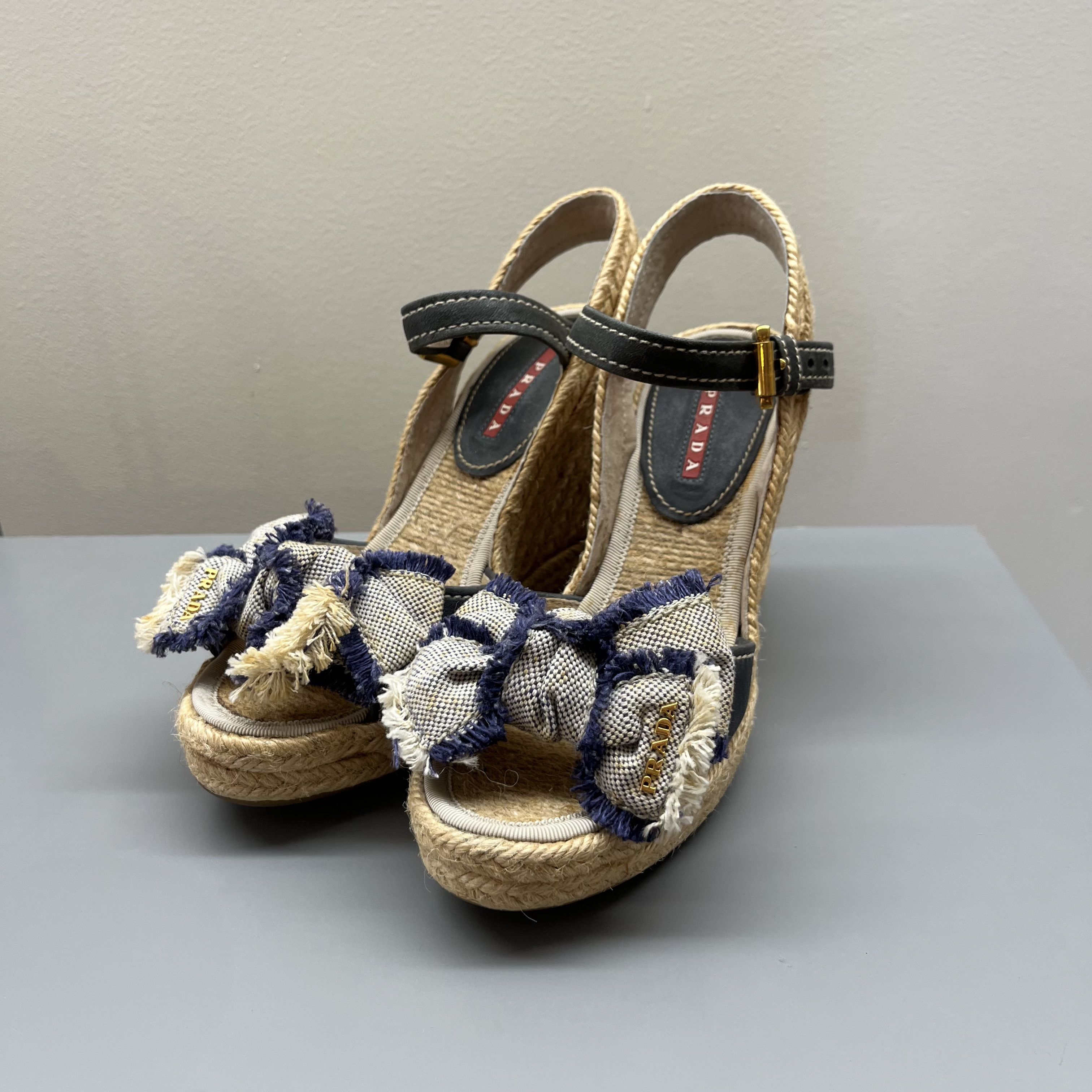 Prada Prada Denim Bowtie Espedrille Pumps Size US 6.5 / IT 36.5 - 1 Thumbnail