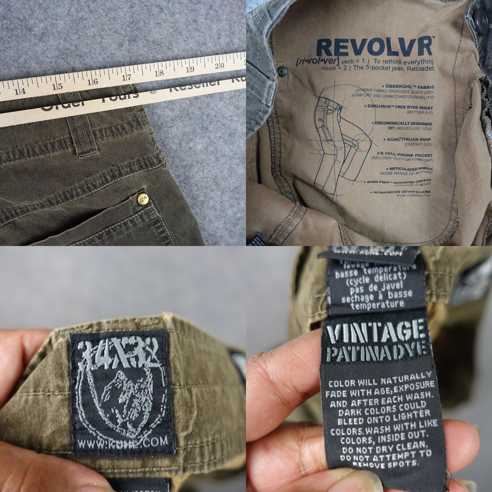Vintage Kuhl Revolvr Pants Mens 34x32 Canvas Workwear Carpenter 5-Pocket Brown Regular Size US 34 / EU 50 - 11 Thumbnail