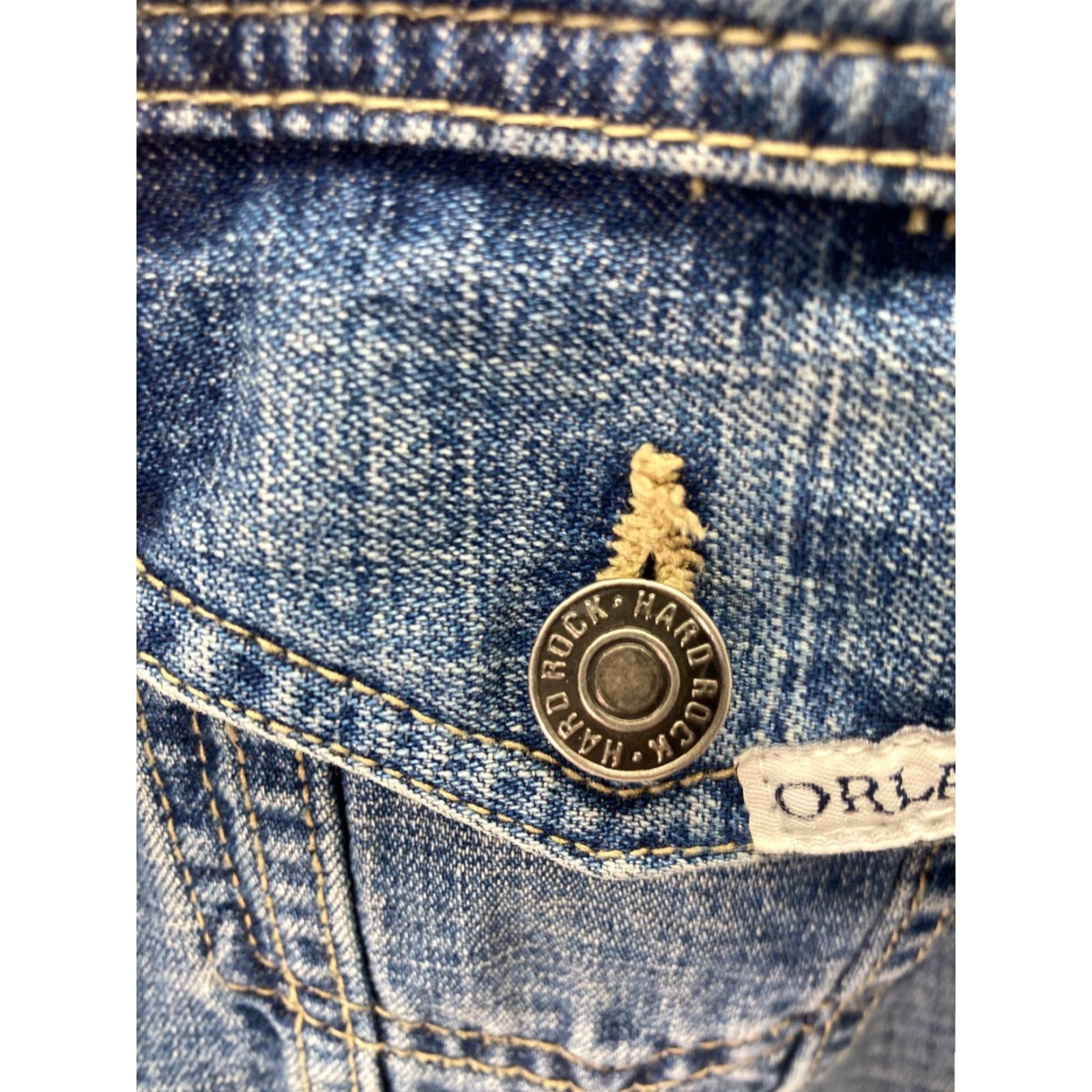 Hard Rock Cafe VINTAGE Hard Rock Vault Orlando Jacket Womens Medium Blue Denim Button Front Size M / US 6-8 / IT 42-44 - 6 Thumbnail