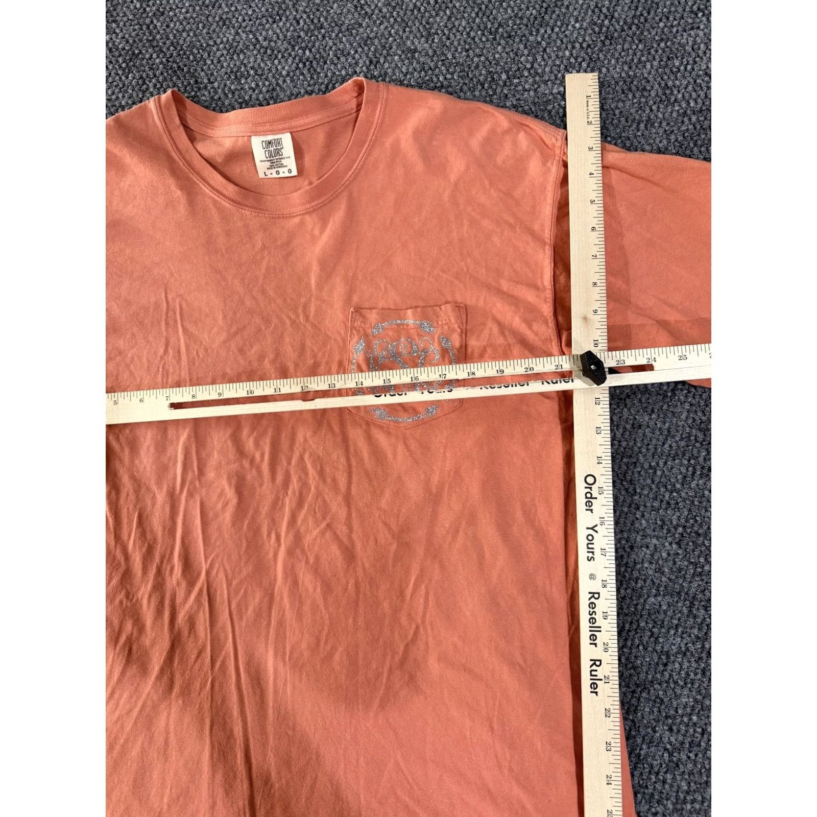 Comfort Colors Comfort Colors Shirt Mens L Orange Glitter Monogram Pocket Tee T-Shirt Size US L / EU 52-54 / 3 - 6 Thumbnail