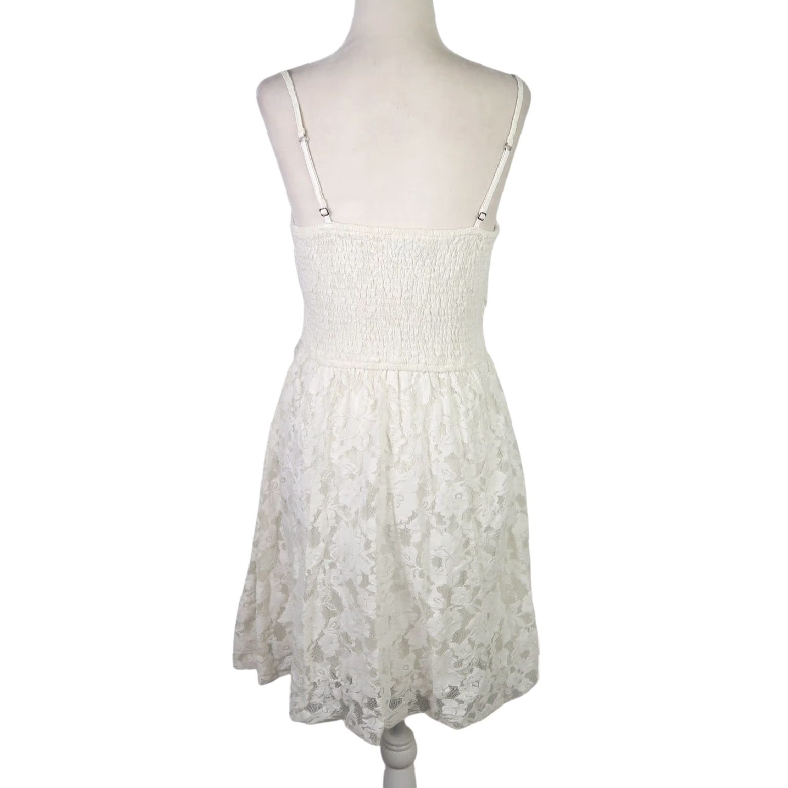 Abercrombie & Fitch Abercrombie & Fitch cream lace wrap style mini dress S Dress Women's Cream Floral Short Sleeveless Cotton Nylon Lace OS Size S / US 4 / IT 40 - 4 Thumbnail