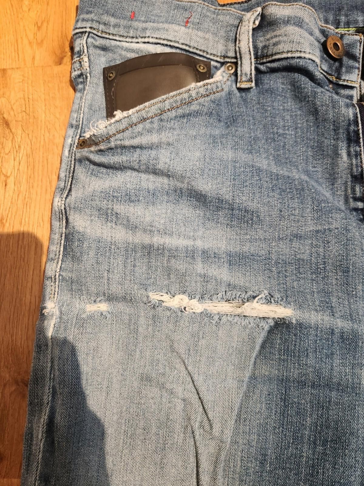 Replay Vintage Replay Distressed Slim Fit Jeans Mens 33X32 Blue Size US 33 - 3 Thumbnail