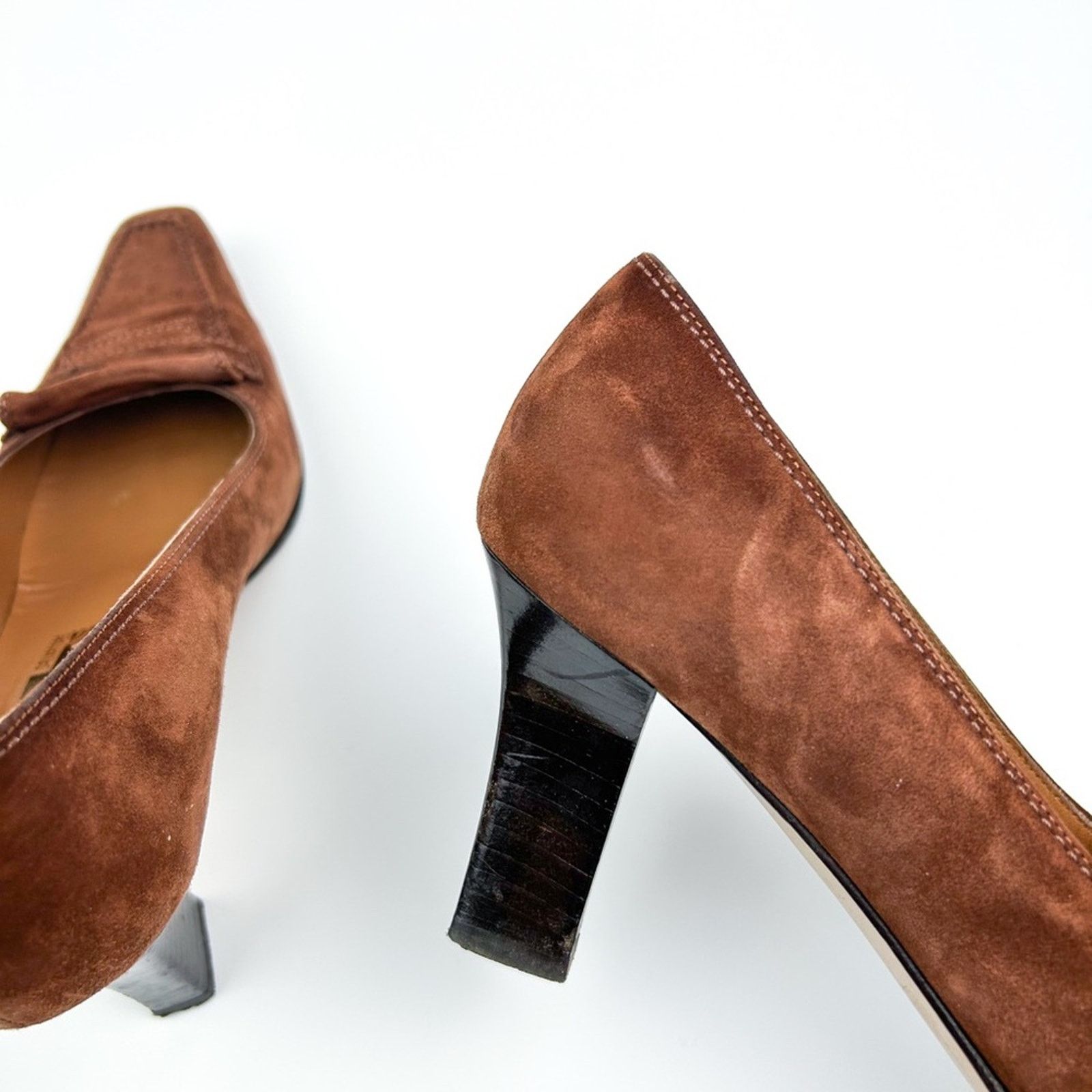 Salvatore Ferragamo Salvatore Ferragamo Vintage Suede Cognac Calf Pump Size 7.5 Size US 7.5 / IT 37.5 - 5 Thumbnail