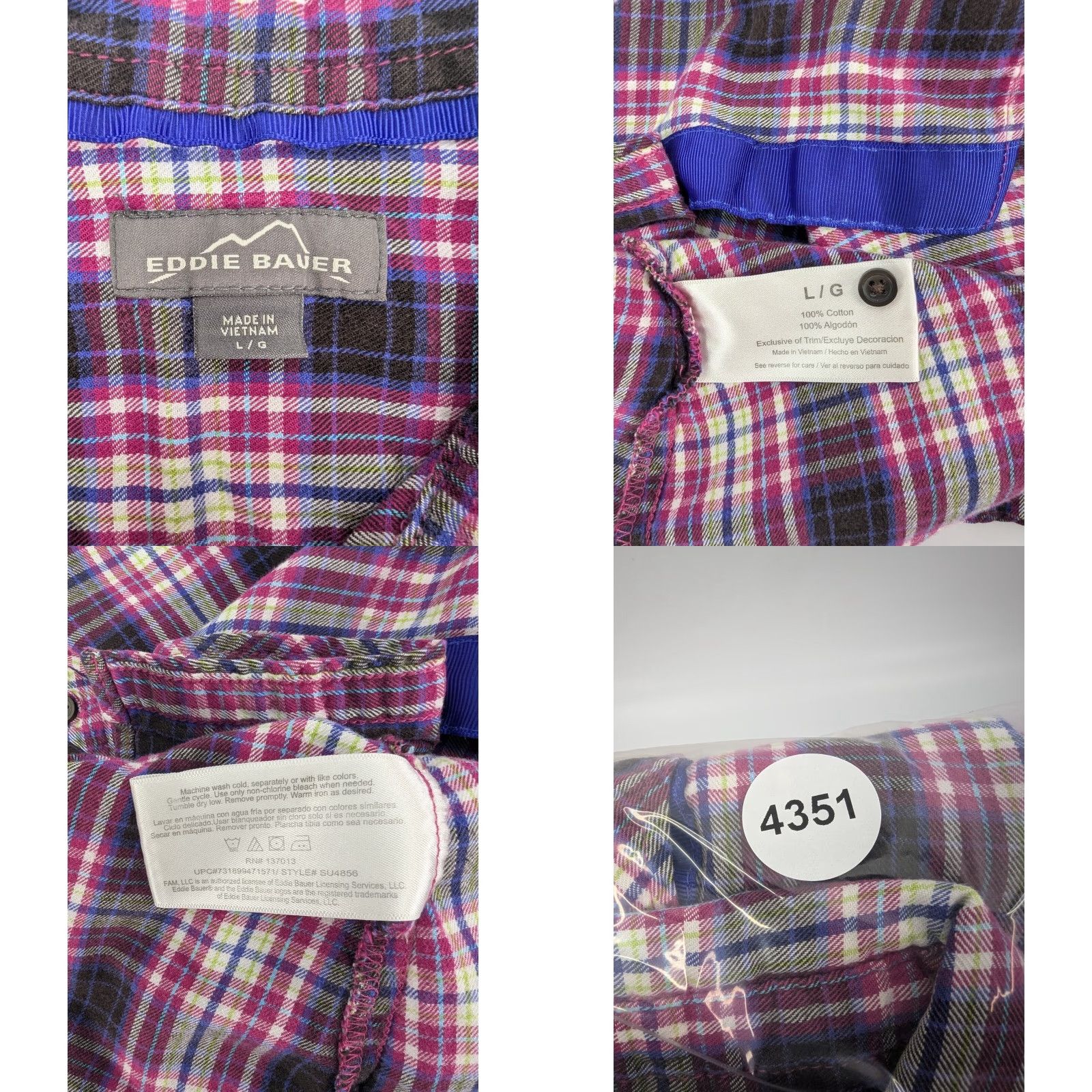 Eddie Bauer Eddie Bauer Shirt Women's Large Plaid Cotton Flannel Long Sleeve Casual Button-Up Size L / US 10 / IT 46 - 8 Thumbnail