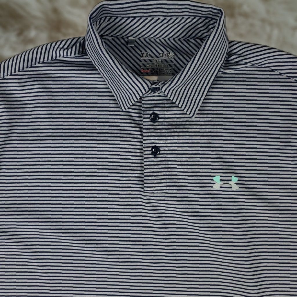 Under Armour Under Armour Polo Shirt Mens XL Blue Striped Golf Casual Short Sleeve Size US XL / EU 56 / 4 - 1 Thumbnail