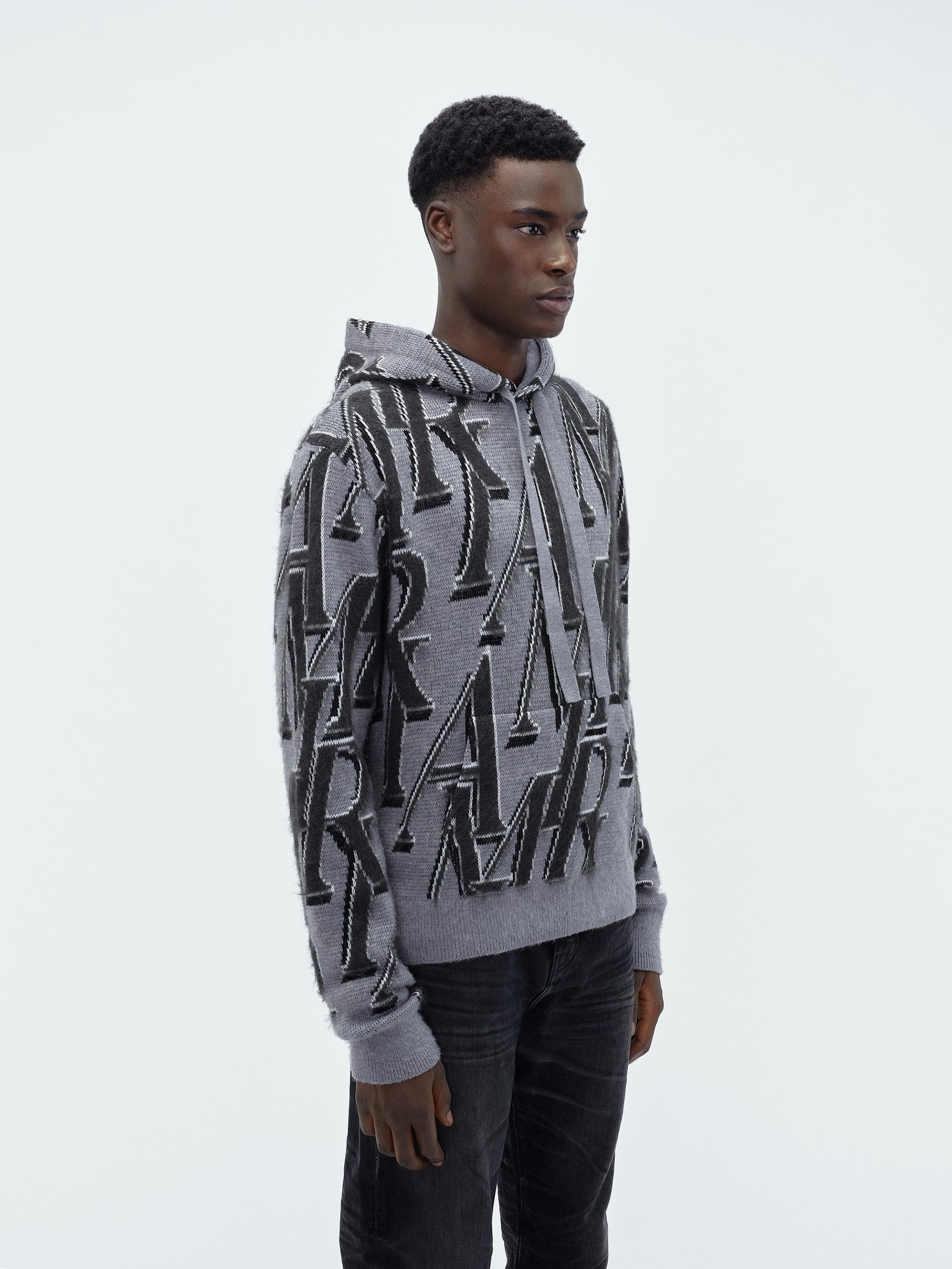 Amiri o1w1db10325 Repeat Hoodie in Grey/Black Size US L / EU 52-54 / 3 - 4 Thumbnail