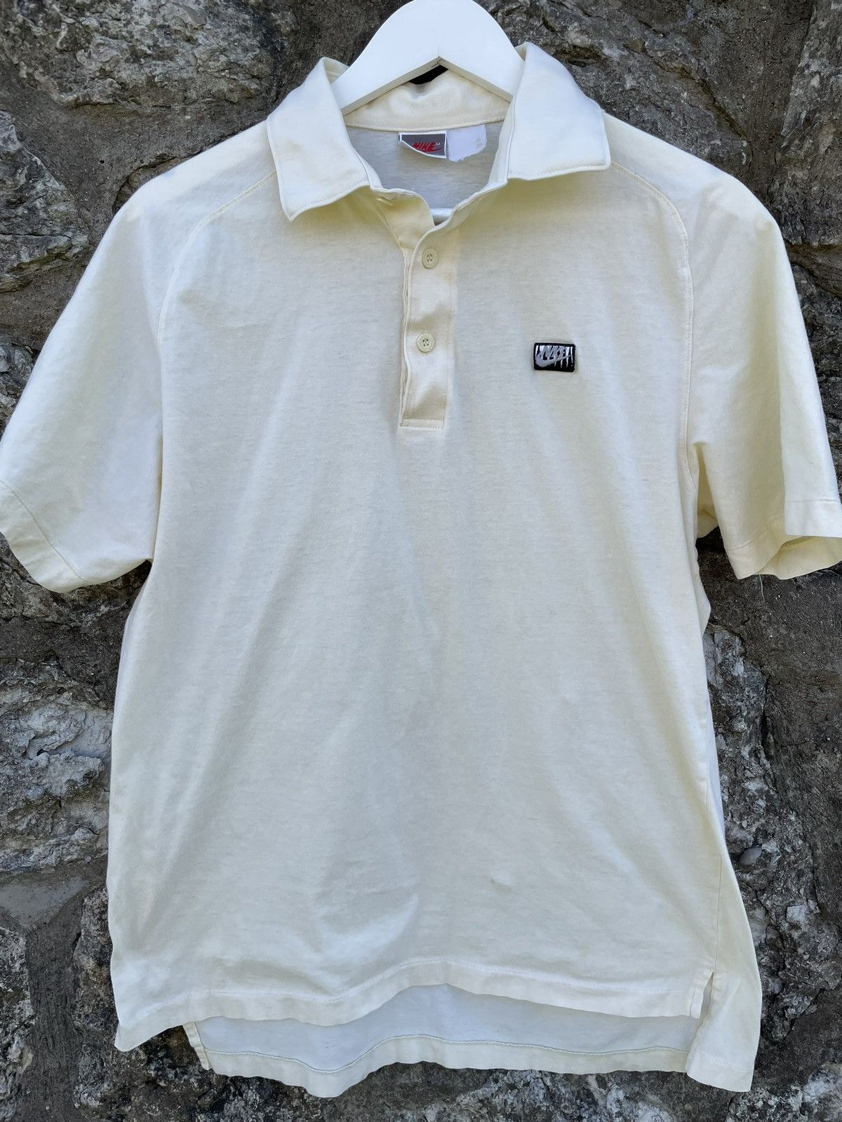 Nike × Vintage Vintage 80s Nike Polo Shirt Pale Yellow Large Size US L / EU 52-54 / 3 - 2 Thumbnail