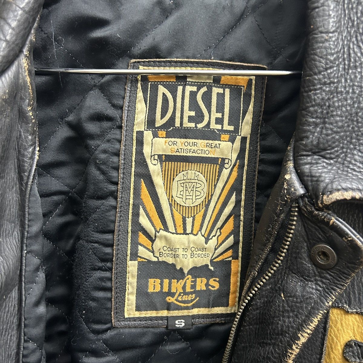 Vintage Diesel Leather Jacket Biker Lines 80s 90s