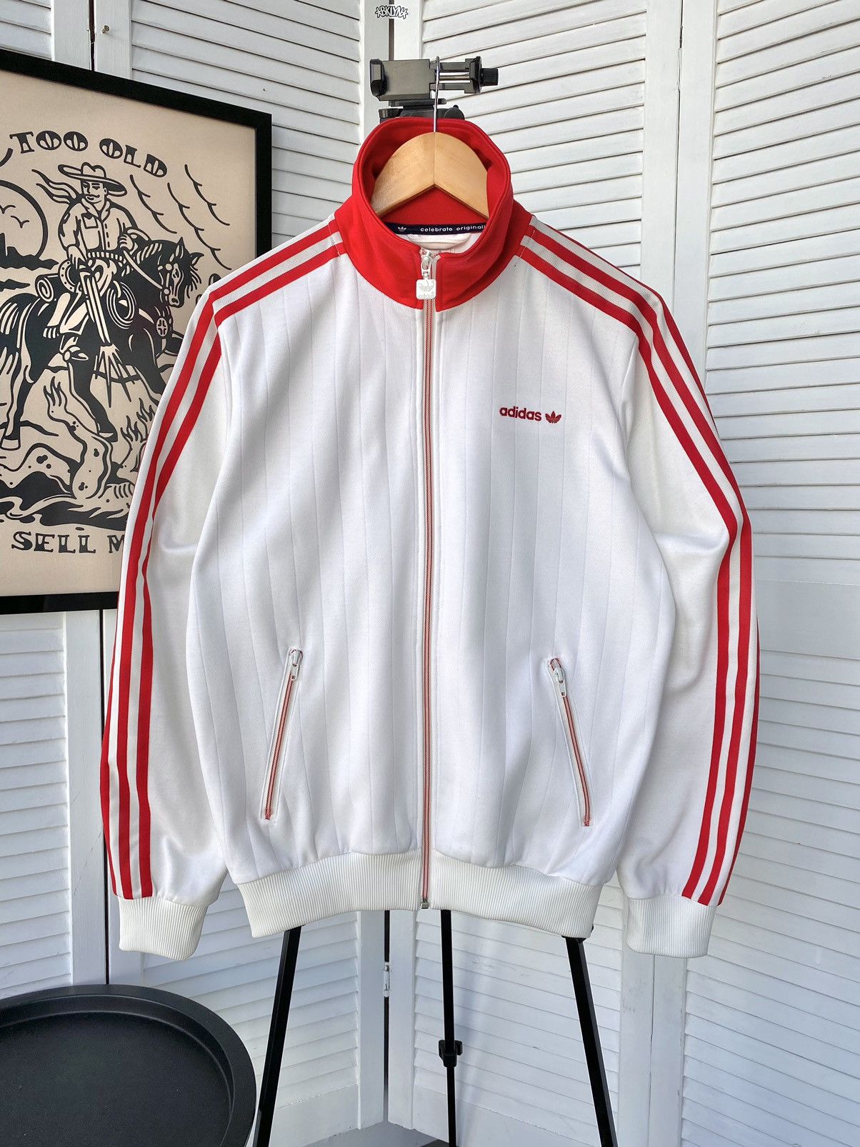 Pre-owned Adidas X Vintage Adidas Track Retro Olympic Jacket 00s Striped In White