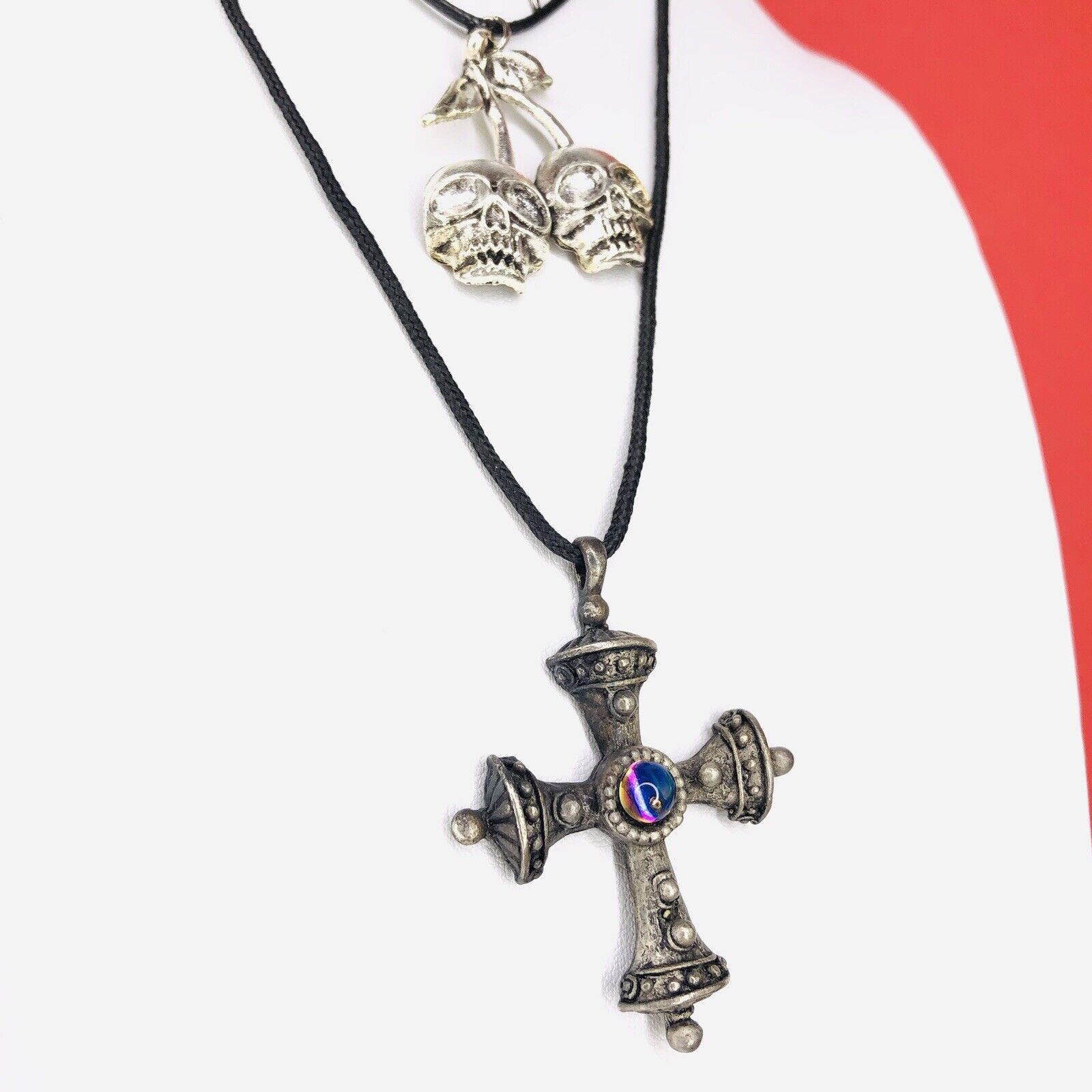 Other Lot of 3 Whimsigoth Necklace Choker Black Rope Cord Cross Size ONE SIZE - 2 Thumbnail