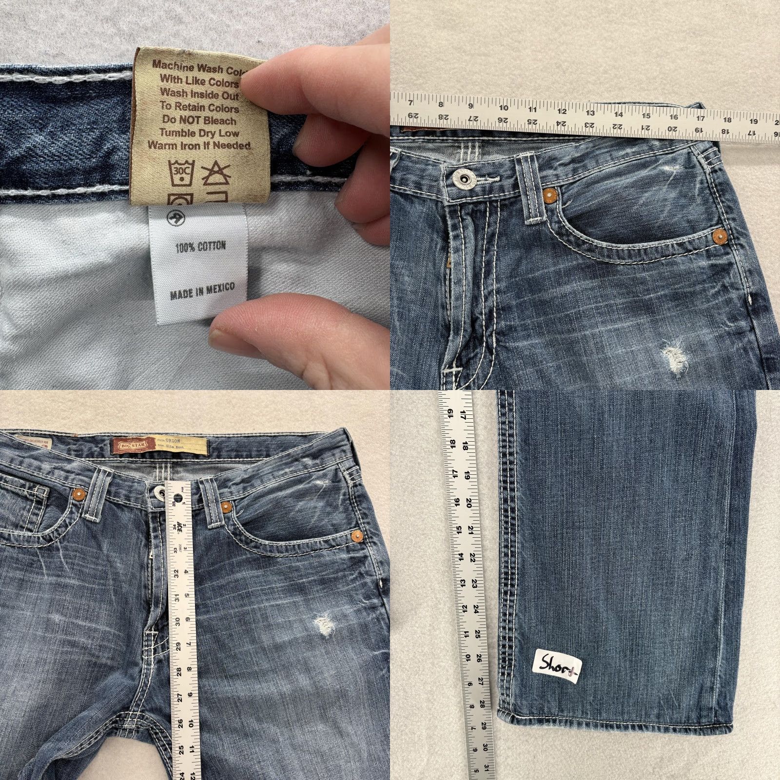 Vintage BIG STAR Jeans Mens 34x28 Medium Blue Orion Slim Boot Distressed Denim Buckle Shirt? Size US 34 / EU 50 - 8 Thumbnail