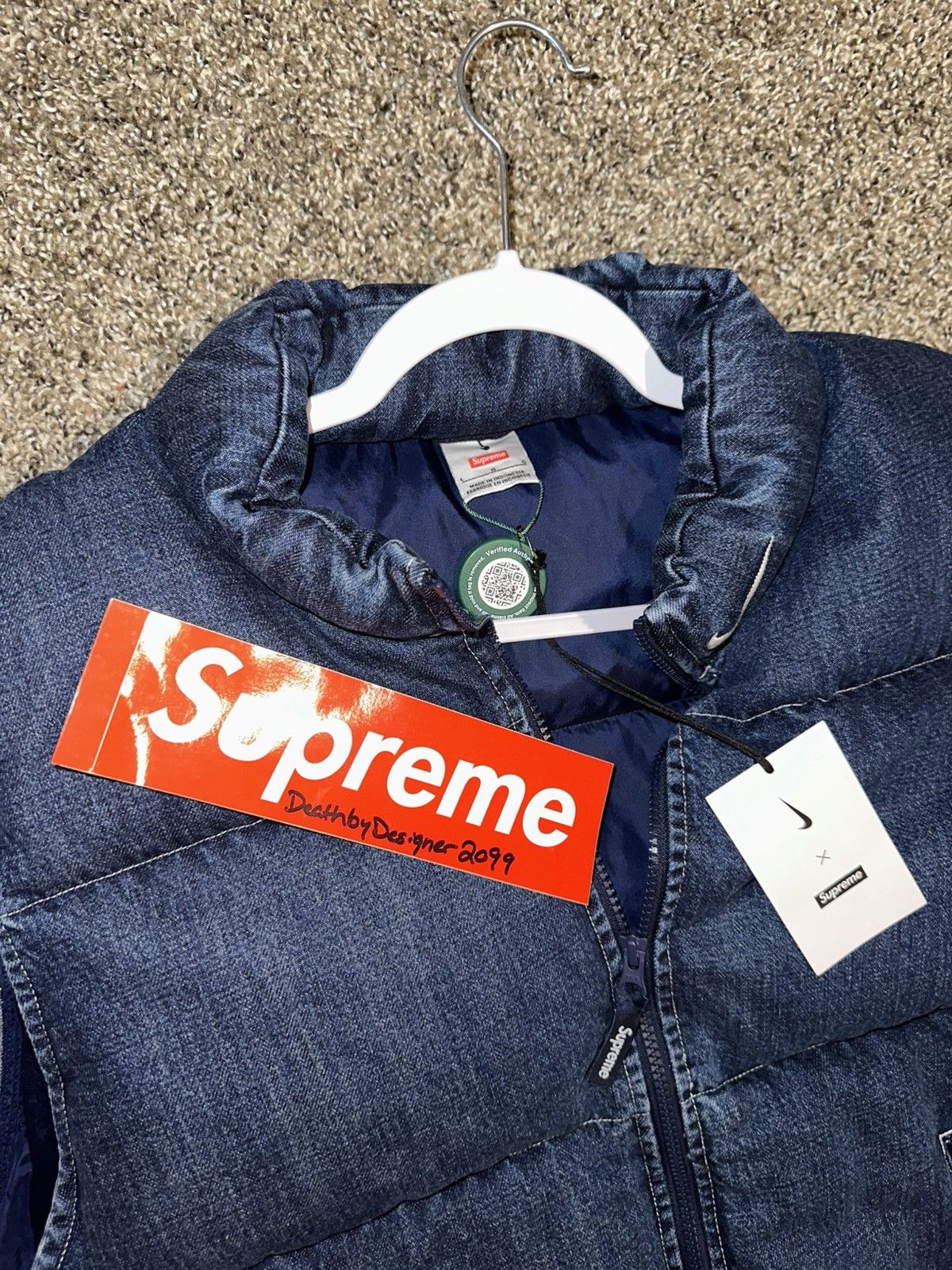 Nike × Supreme Supreme x Nike Denim Puffer Vest Size US L / EU 52-54 / 3 - 3 Thumbnail