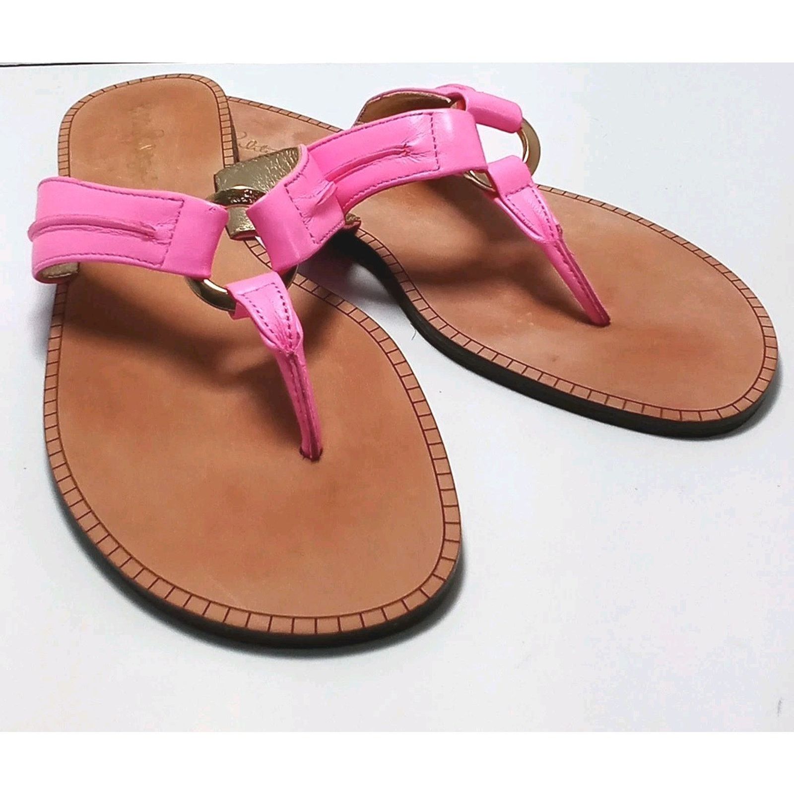 Lilly Pulitzer Lilly Pulitzer McKim Sandals Prosecco Leather Thong Size 9.5 Size US 9.5 / IT 39.5 - 1 Thumbnail