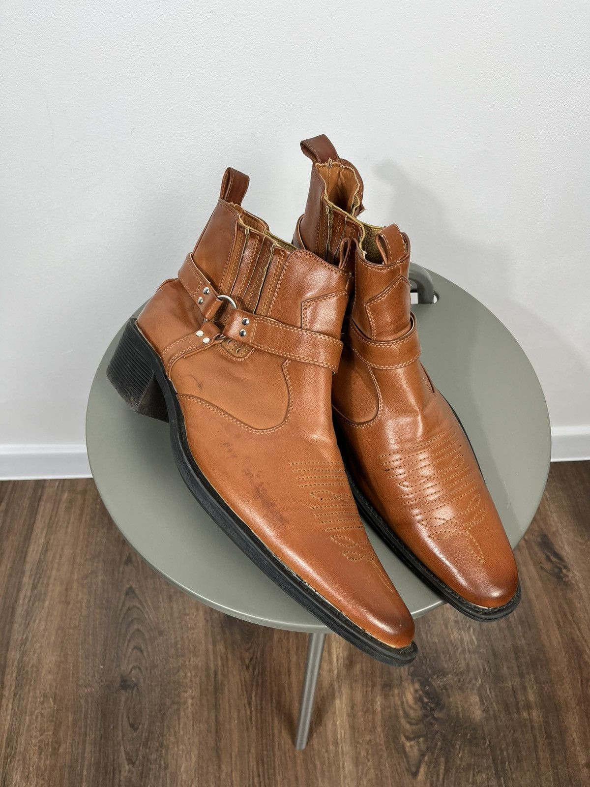 Leather Western Cowboy Leather Ankle Boots Men’s US 11 Size US 11 / EU 44 - 2 Thumbnail