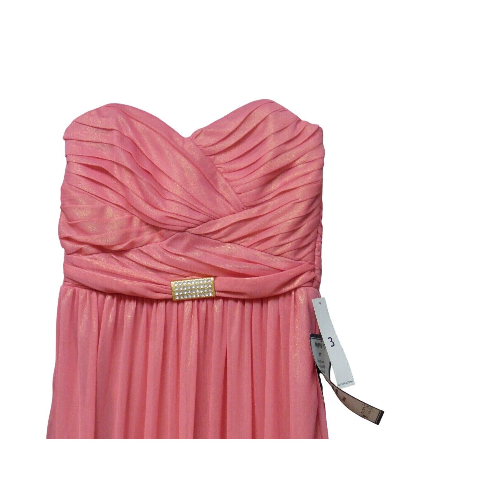 Other Teeze Me Junior’s Ruched Chiffon Sweetheart Gown, Guava Col Size ONE SIZE - 4 Thumbnail
