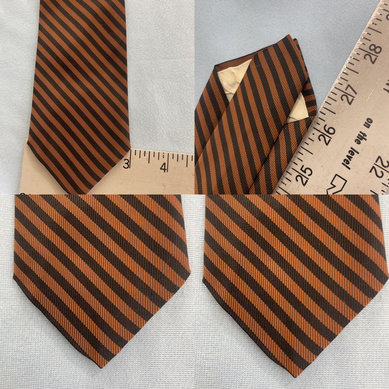 MCM VINTAGE Art Necktie Repp Tie 3x56 Brown Orange Striped Woven Polyester Mens Tie Size ONE SIZE - 8 Thumbnail
