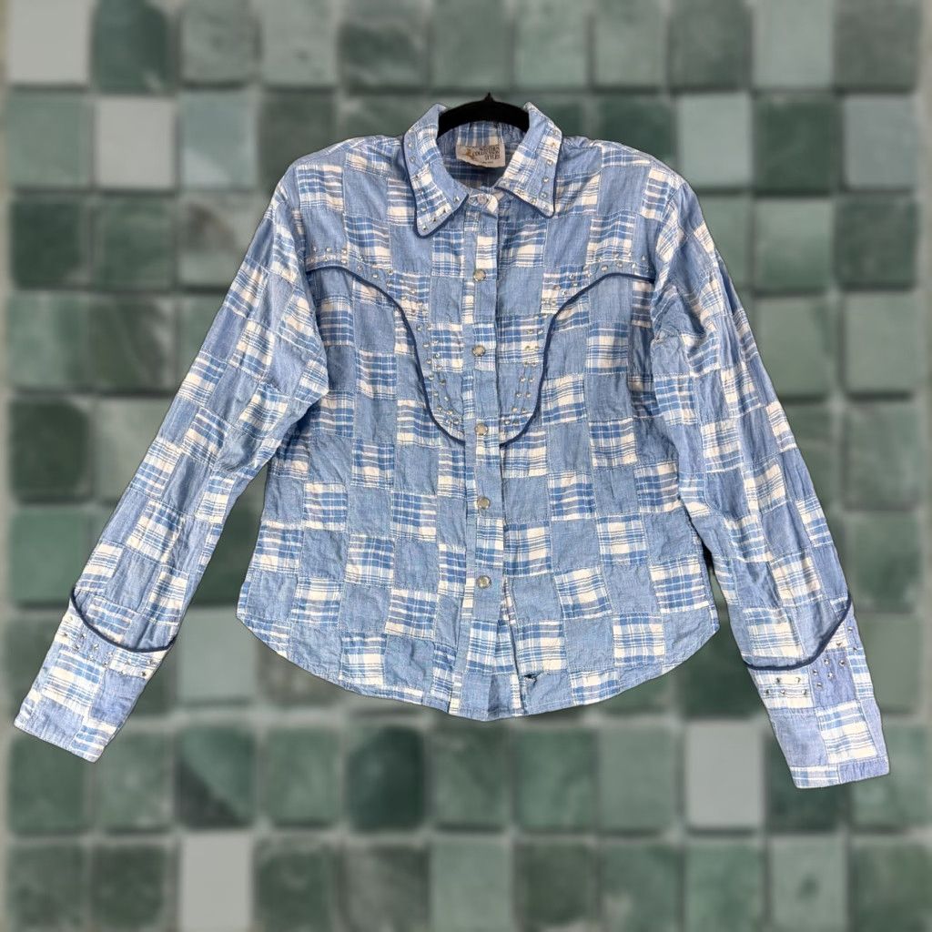 Vintage Western Collection Styles Snap Button Shirt Womens M Blue Patchwork VTG LS Vintage Shirt Size M / US 6-8 / IT 42-44 - 1 Thumbnail
