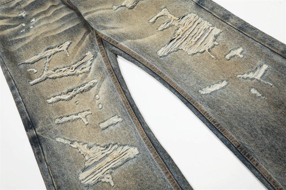 Japanese Brand × Jean Men's punk distressed washed loose heavy ripped jeans Size US 32 / EU 48 - 6 Thumbnail