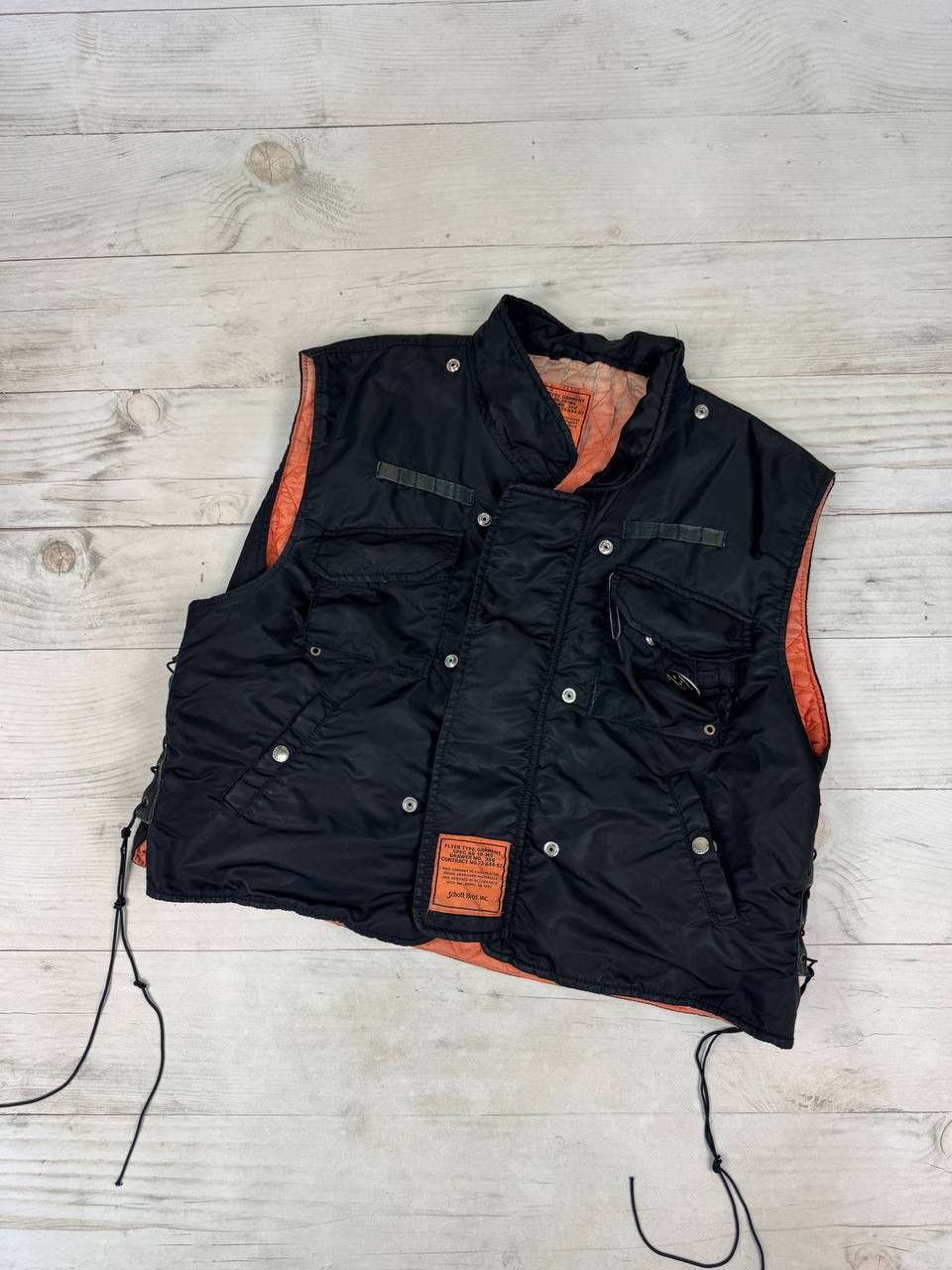 Vintage Schott Flyer Type Garment Vest 80s 90s Made In USA