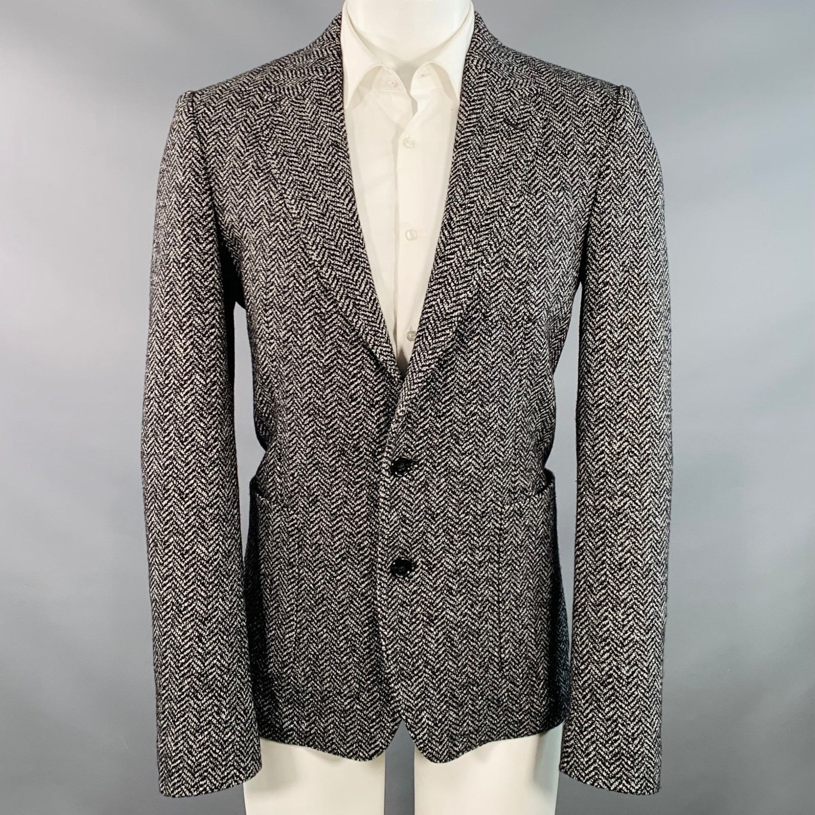 Dolce & Gabbana Size 40 Black White Herringbone Wool Cotton Sport Coat Size 40R - 1 Thumbnail