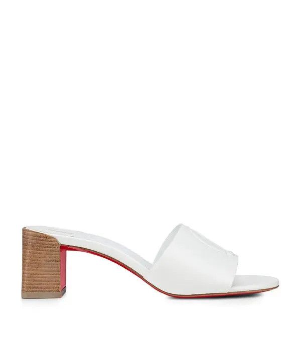Christian Louboutin o1bcso1str0825 So Cl Leather Mules in White Size US 7 / IT 37 - 1 Thumbnail