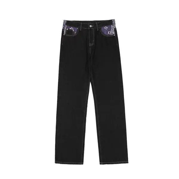 VIBE Black High Street Hip Hop Printed Wide Leg Jeans Size US 30 / EU 46 - 5 Thumbnail