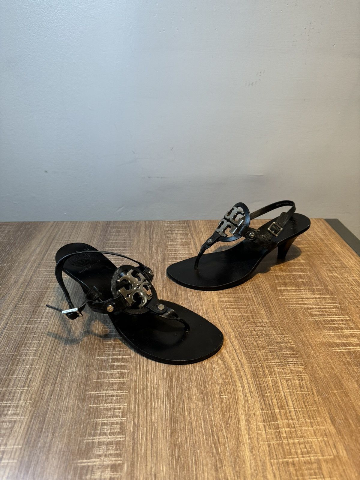 Tory Burch Tory Burch Black Leather Holly Kitten Heel Sandals Size 8 Size US 8 / IT 38 - 1 Thumbnail