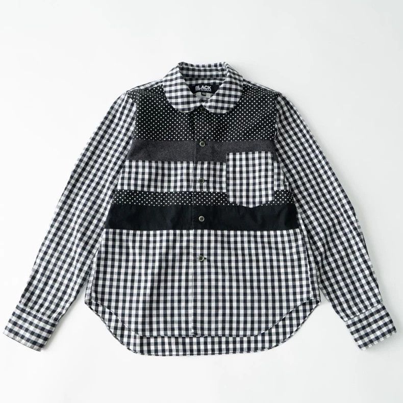 Comme des Garcons Black Checkered Peter Pan Collar Shirt-dmc Size US XXS / EU 40 - 1 Thumbnail