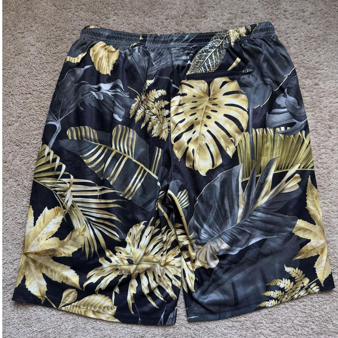 Other Tropical Palm Leaves Swim Trunks Short Black/Gold Men's 3XL Size US 42 / EU 58 - 7 Thumbnail
