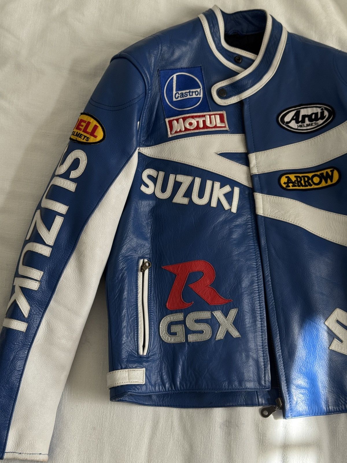 Blue Suzuki Leather Jacket – Real Leather Motorcycle Fit