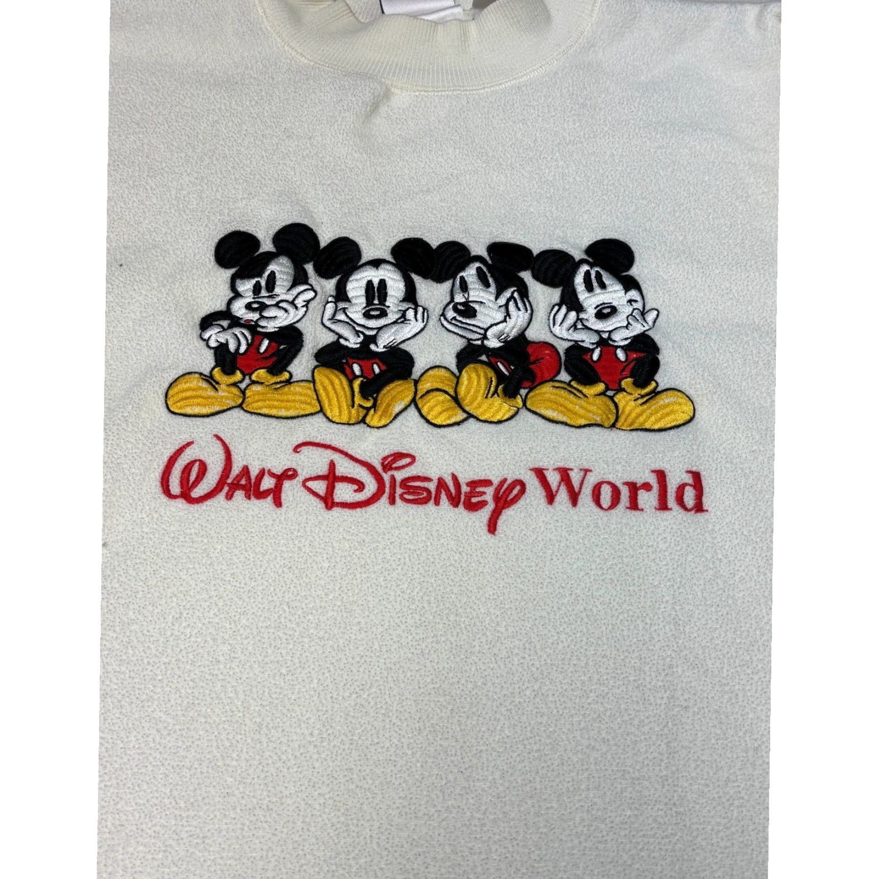 Disney VINTAGE Mickey Sweatshirt Disney World Fleece White Embroidered Large Mock Neck Unisex Adults L Oversized Graphics 90s Size US L / EU 52-54 / 3 - 2 Thumbnail