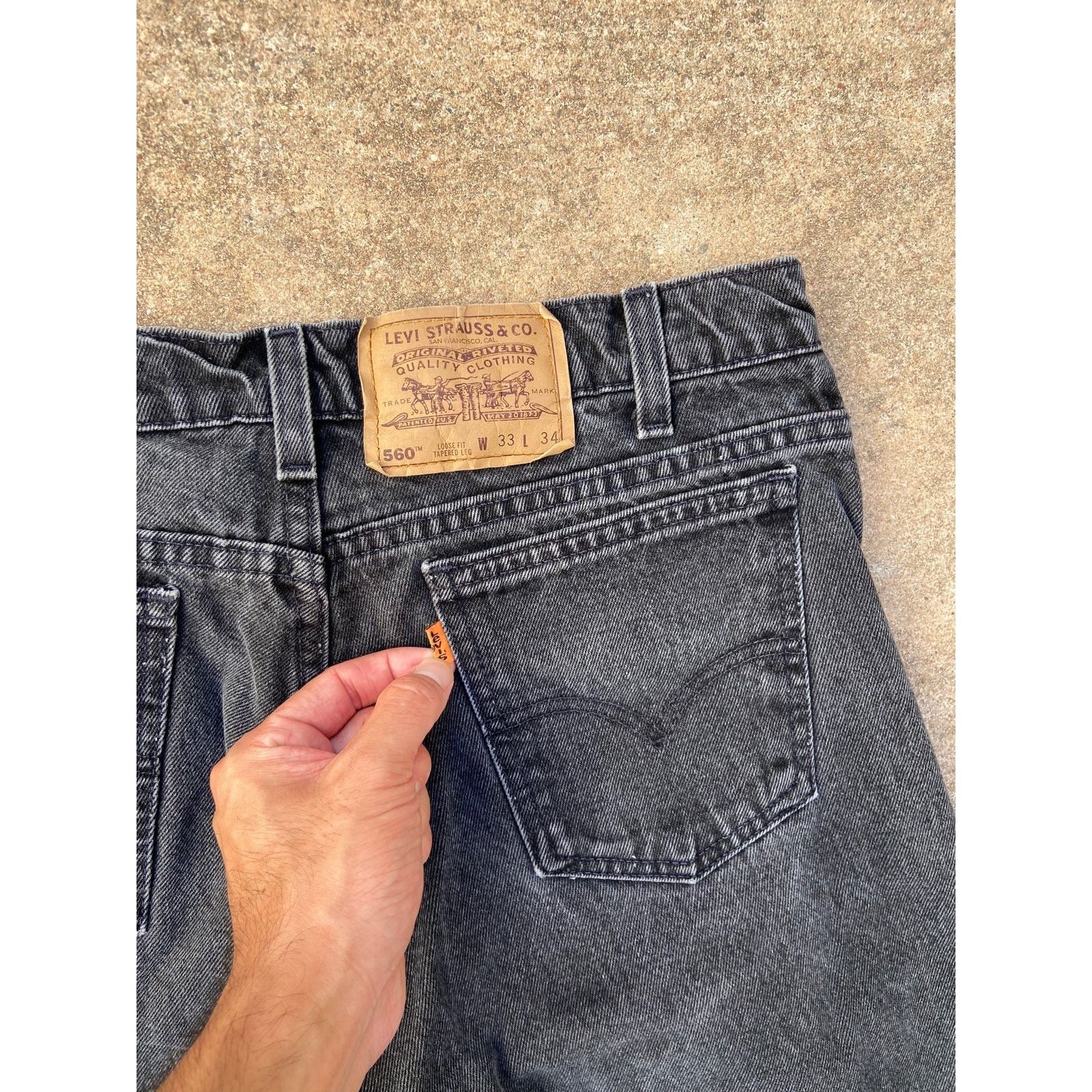 Levi's × Vintage Vintage 90’s Levi’s 560 Black Denim Jeans Pants Orange Tab Size US 33 - 2 Thumbnail