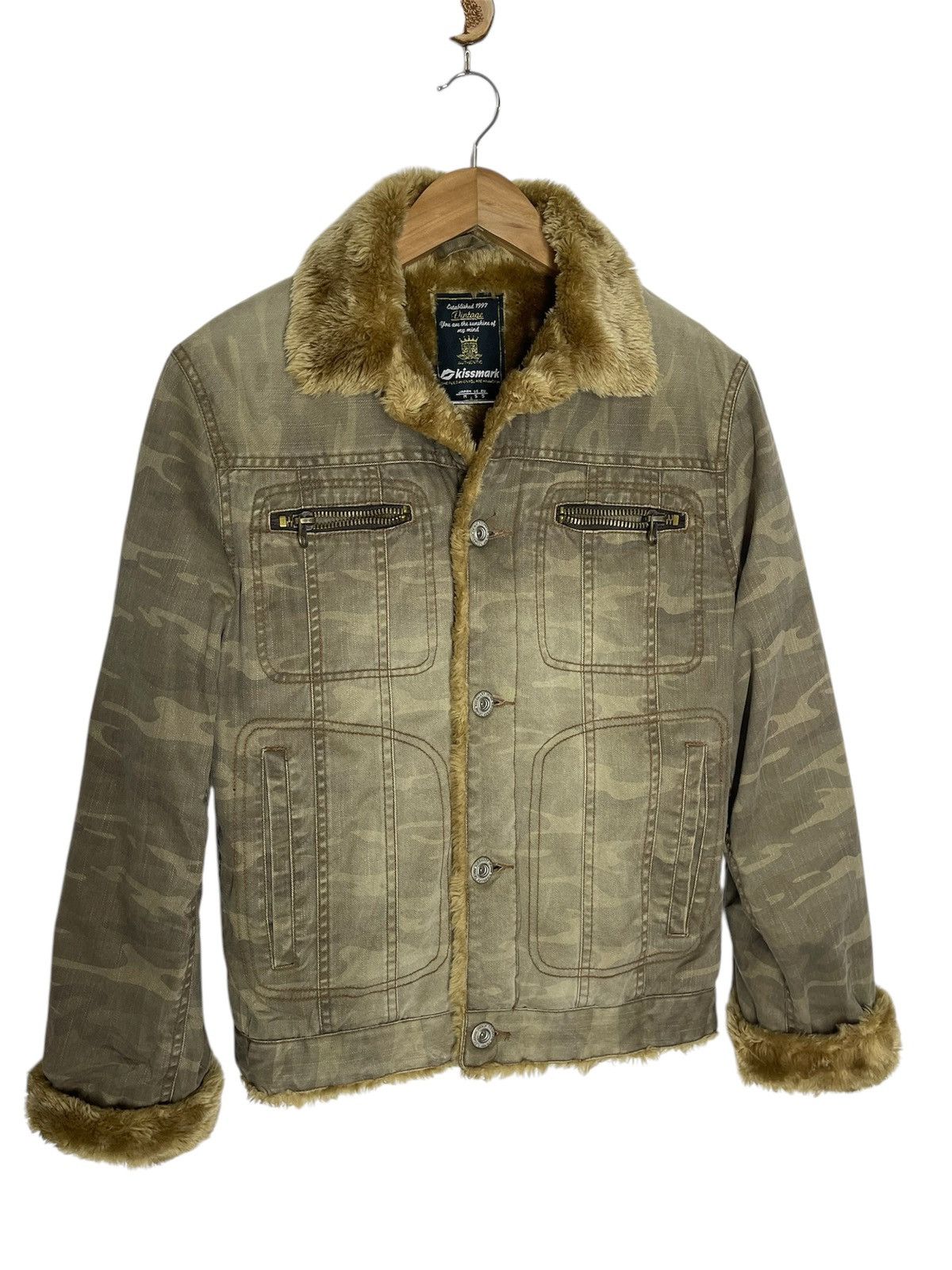 If Six Was Nine VINTAGE SUN FADED CAMOUFLAGED SHEARLING BONDAGE JACKET Size US M / EU 48-50 / 2 - 1 Thumbnail