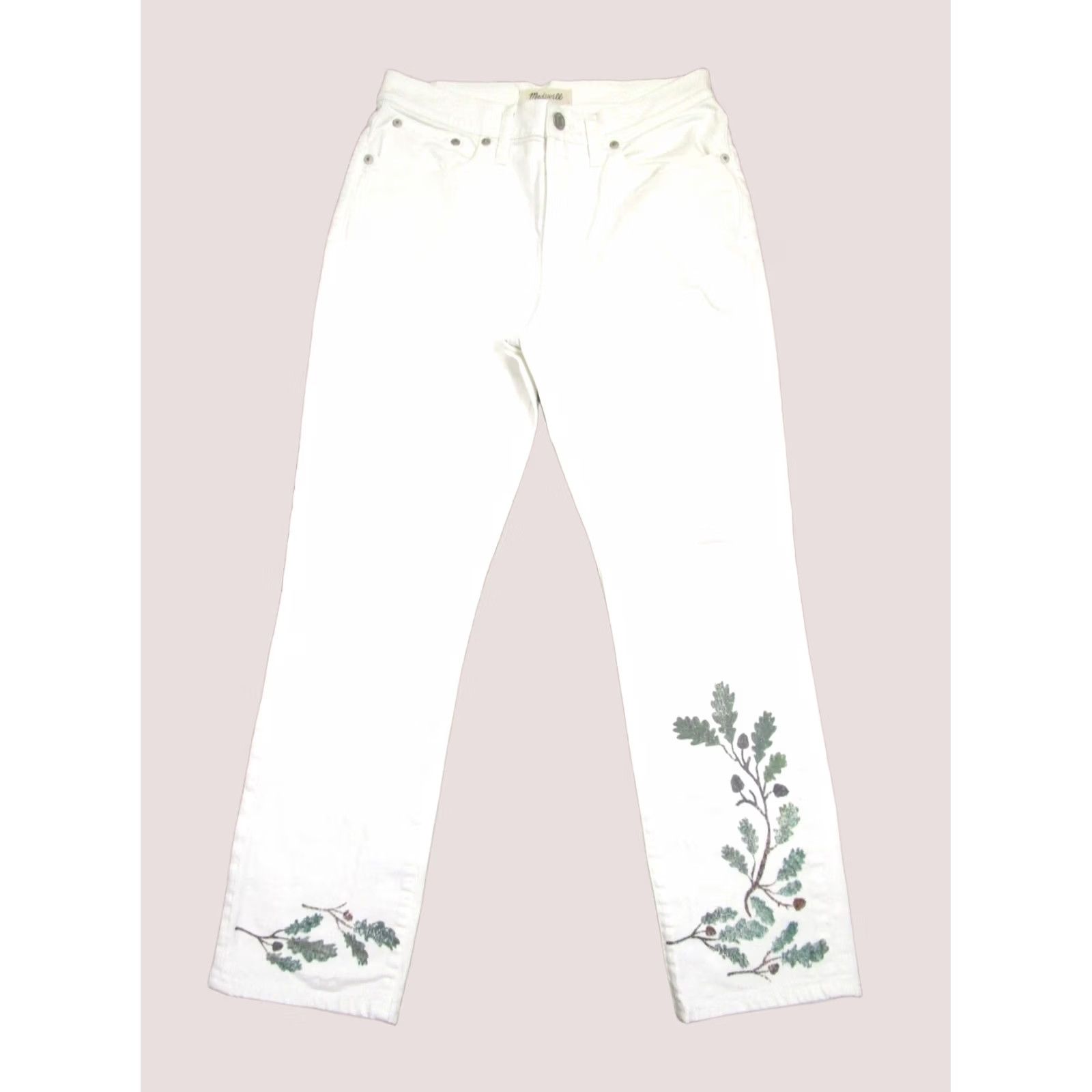 Madewell Madewell Jeans Women 28 White High Rise Straight Cropped Denim Art Logo 5-Pocket Regular Fit Jeans Women Size 28" / US 6 / IT 42 - 1 Thumbnail