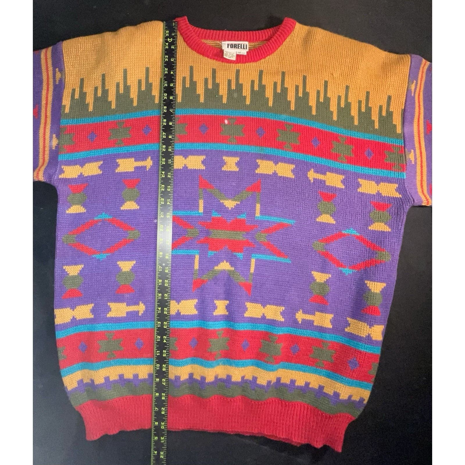 Giorgio Fiorelli VNTG Forelli International geometric knit crewneck sweater Size US XL / EU 56 / 4 - 3 Thumbnail