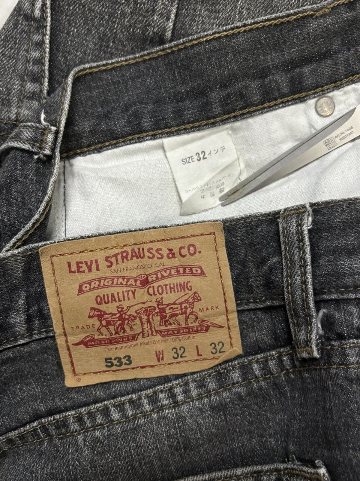 Levi's Vintage Y2K Levis 533 Charcoal Black Faded Wash Jeans Size US 30 / EU 46 - 20 Thumbnail
