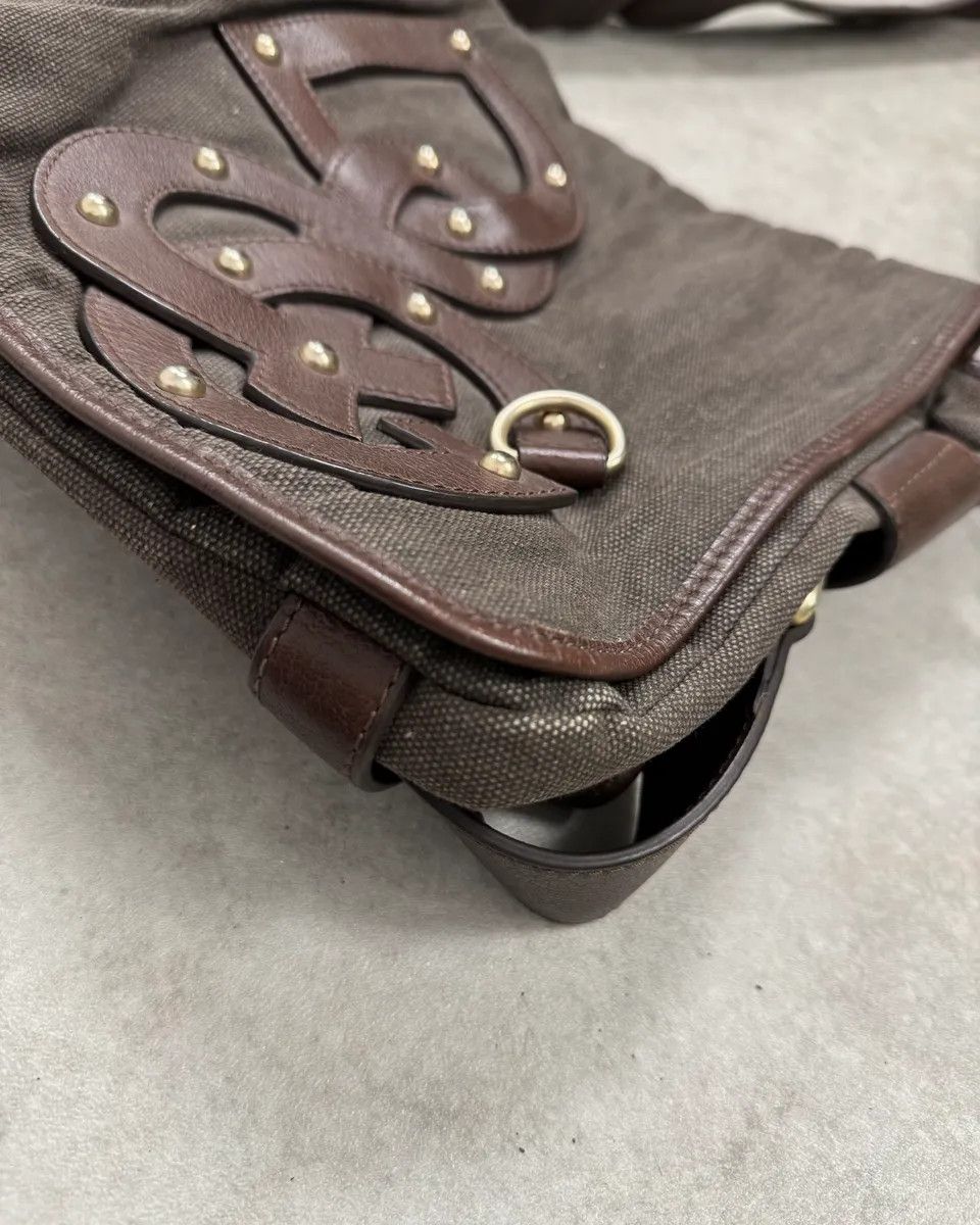 Dolce & Gabbana 2000s Dolce & Gabbana Canvas Leather Studded Shoulder Bag Size ONE SIZE - 8 Thumbnail