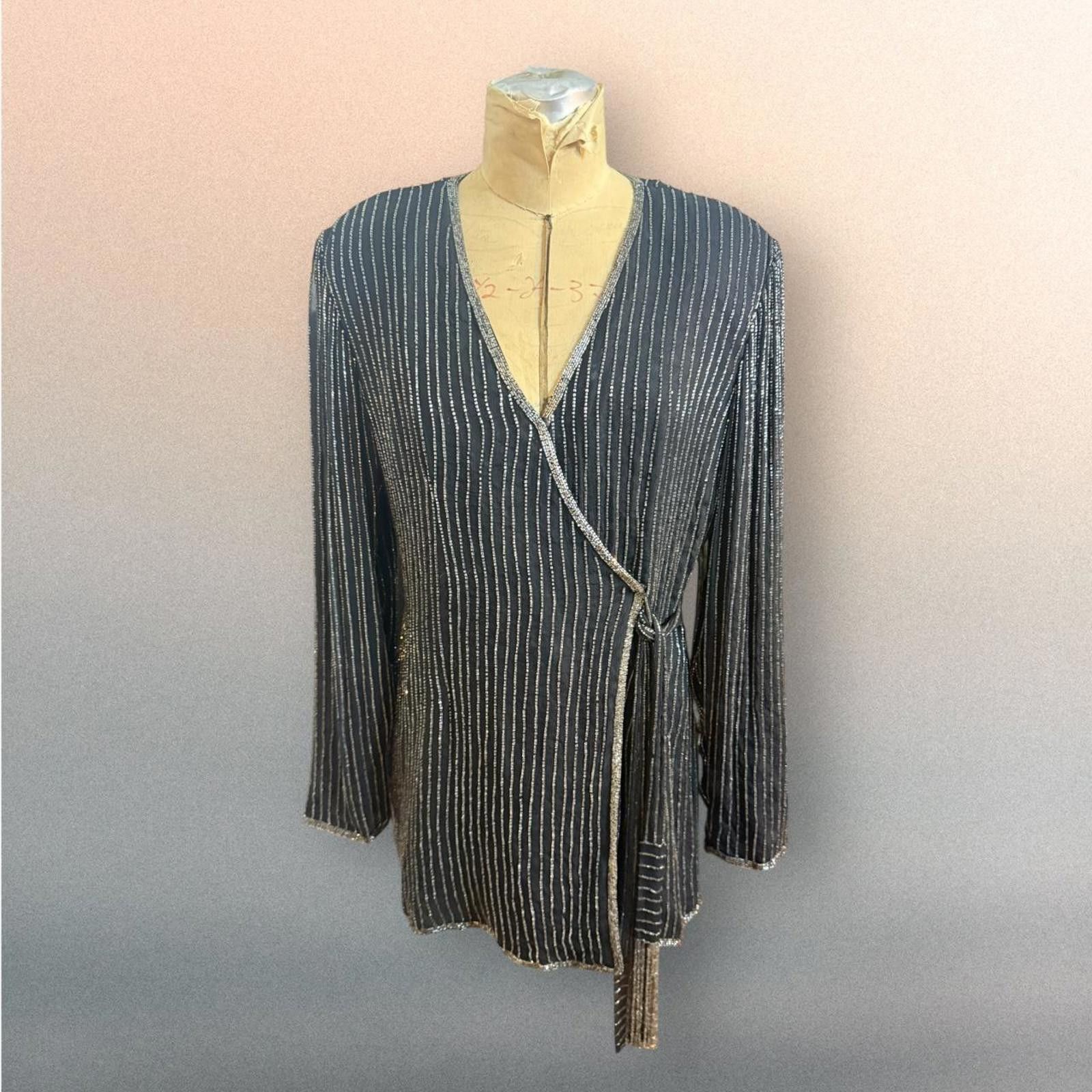 Adrianna Papell Adrianna Papell Beaded Wrap Top Size L Size L / US 10 / IT 46 - 1 Thumbnail