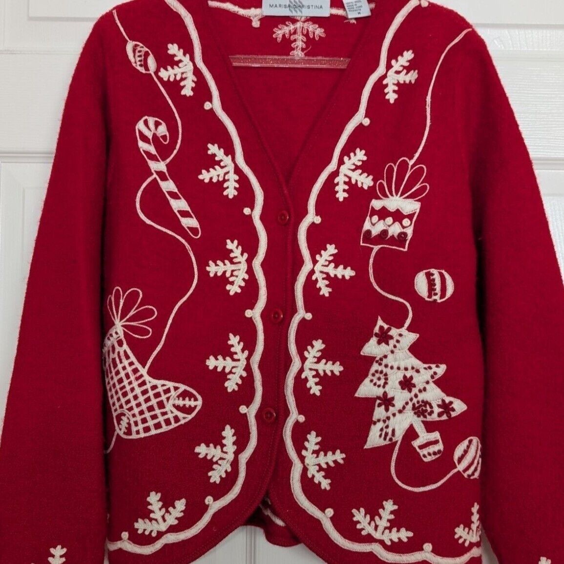 Other Marisa Christina Embroidered Christmas Cardigan Womens Sz M Size M / US 6-8 / IT 42-44 - 2 Thumbnail