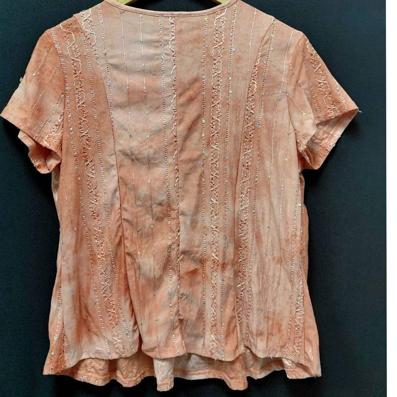 Vintage VINTAGE ava & grace petite Embroidered Top Orange Solid Short Sleeve Women PM V-Neck Blouse Size M / US 6-8 / IT 42-44 - 2 Thumbnail