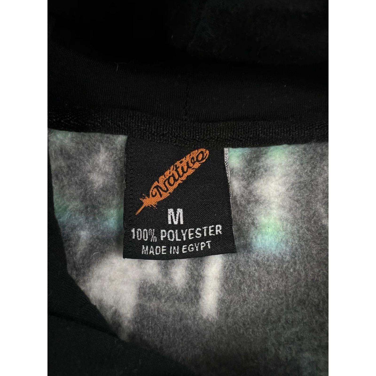 Native VINTAGE Native Aztec Fleece Hoodie Sweatshirt Men M Black Green Hooded Graphic Print Pockets Pullover Size US M / EU 48-50 / 2 - 6 Thumbnail