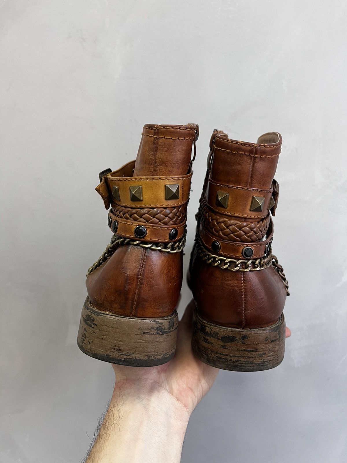 Vintage Cowboy GUIDI STYLE CHAIN boots Distressed Leather Size US 7.5 / EU 40-41 - 10 Thumbnail