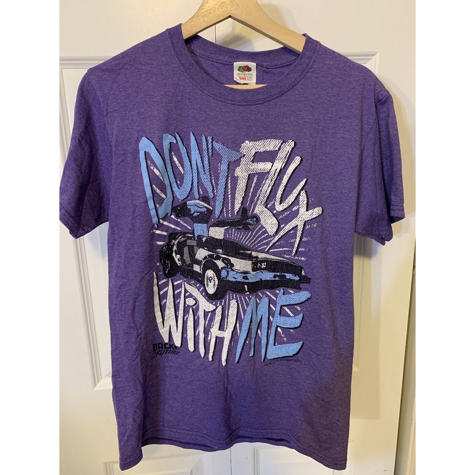 Fruit Of The Loom BACK TO THE FUTURE PURPLE T-SHIRT SZ S DON'T FLUX WITH ME Size US S / EU 44-46 / 1 - 3 Thumbnail