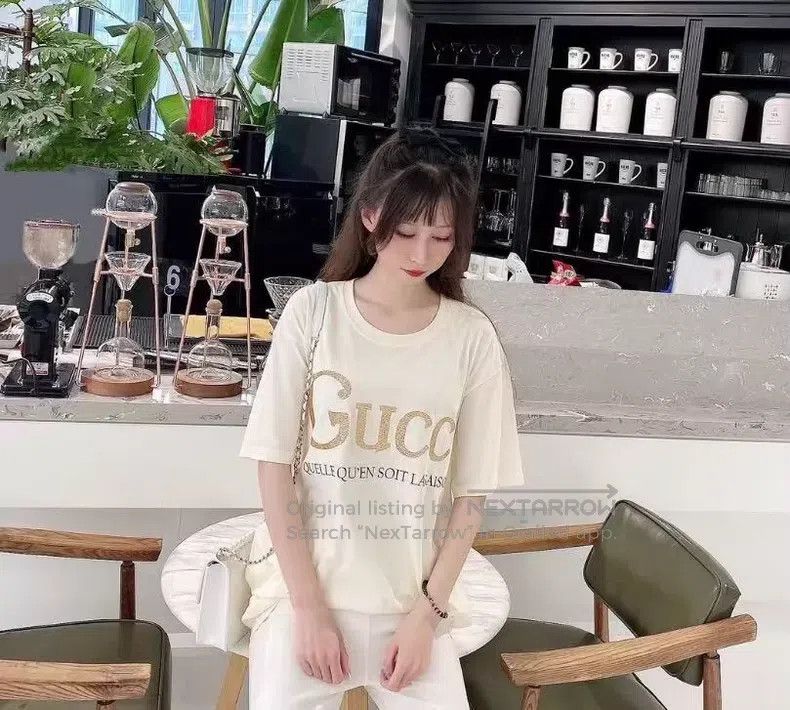 Gucci Gucci Size XXXS Beige logo letter print cotton round-neck s Size XXS / US 00 / IT 34 - 7 Thumbnail