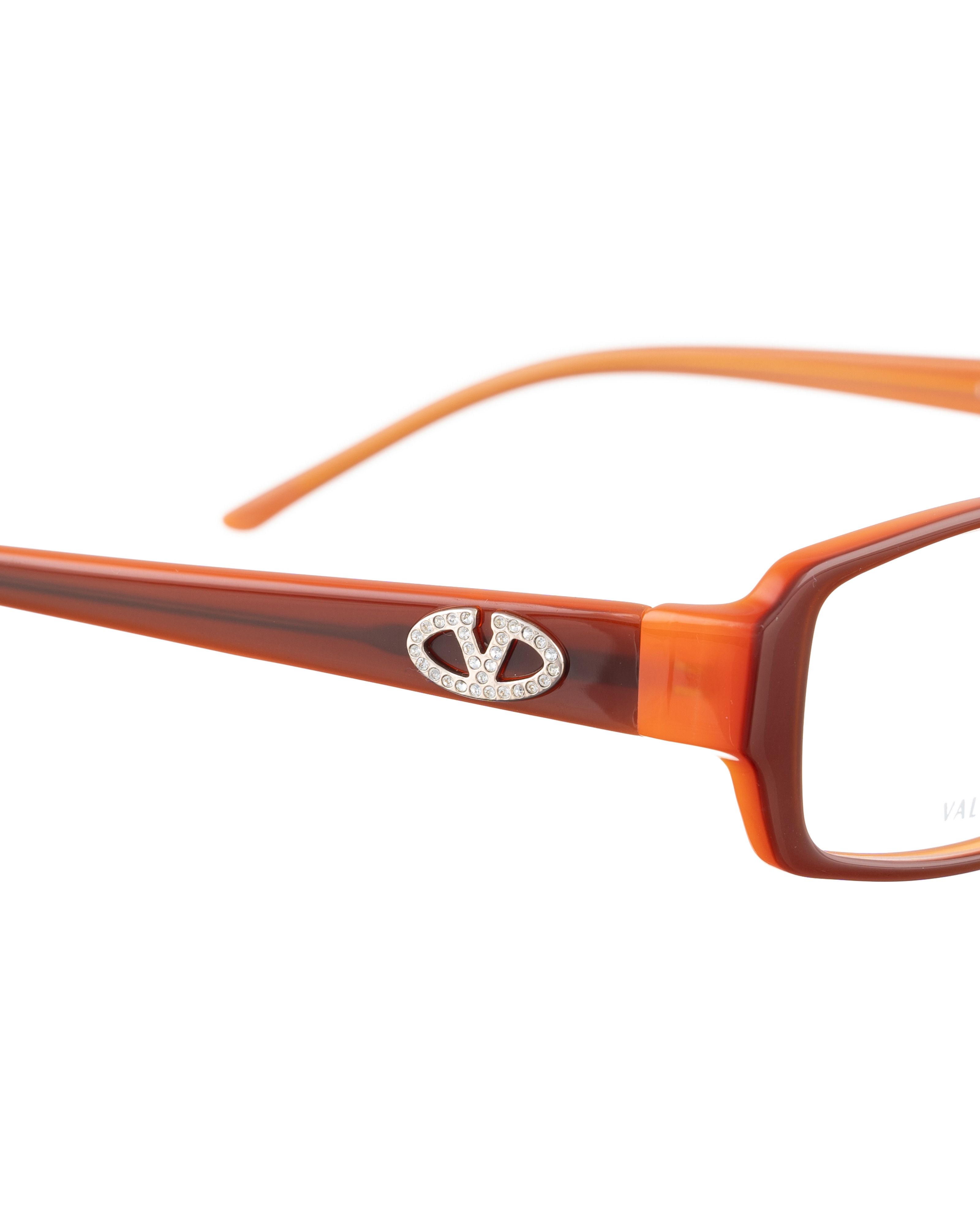 Valentino 00s Brown and Orange Rectangular Plastic Glasses