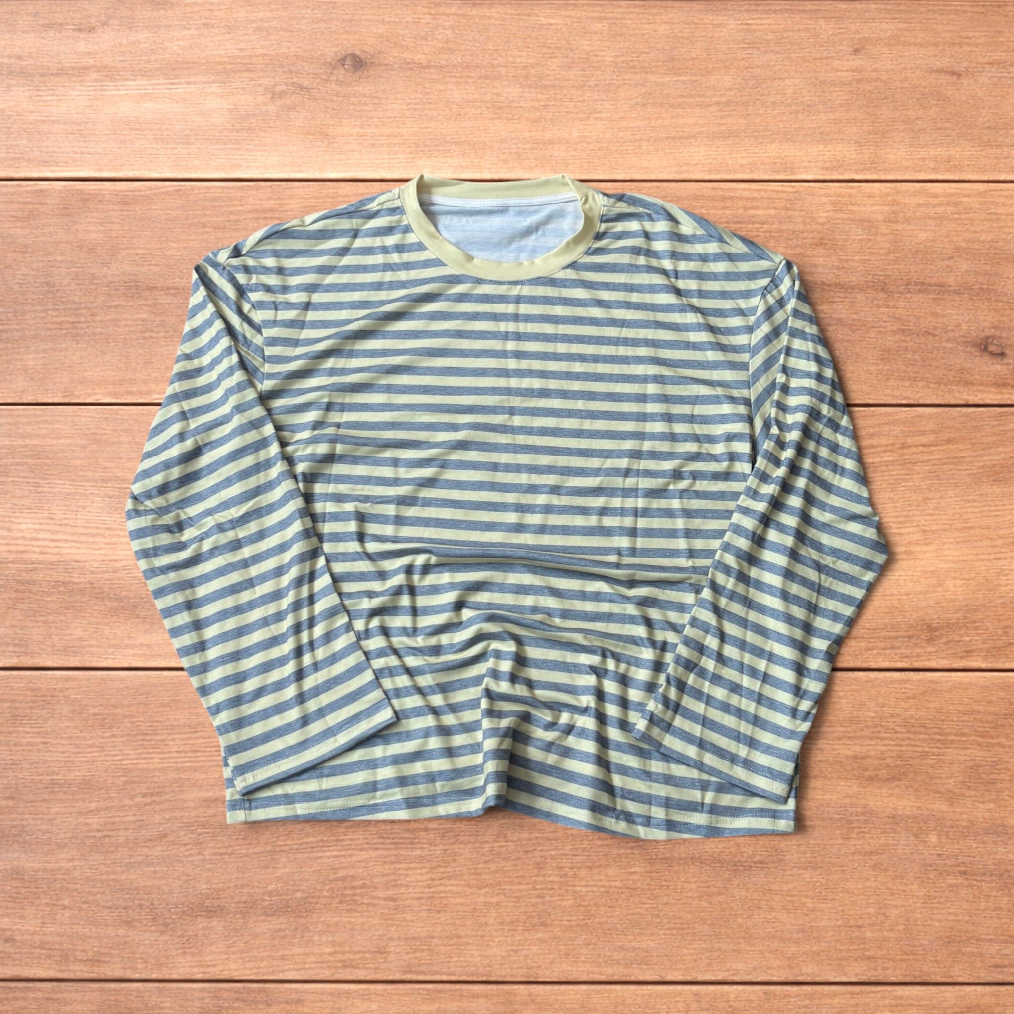 Japanese Brand Relaxed fit striped long sleeve top tshirt in yellow/grey. Size US L / EU 52-54 / 3 - 1 Thumbnail